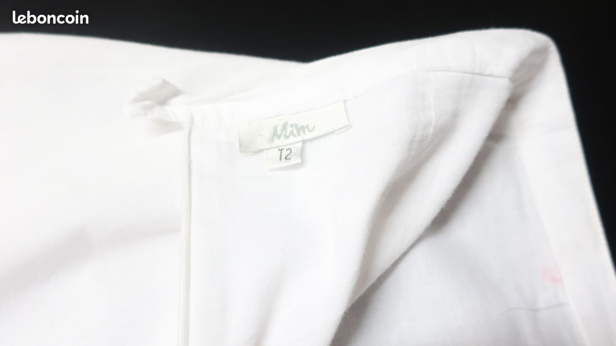 Jupe blanche Vintage avec Broderies et Dentelle rose (image 9)