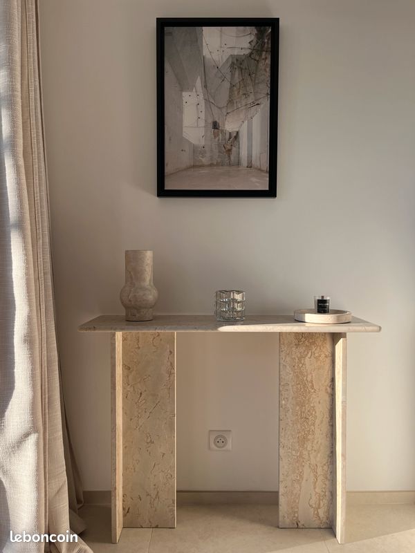 Console en marbre pierre de david beige style travertin (image 1)