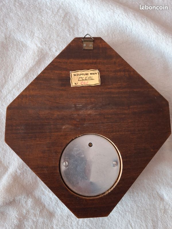 Baromètre de précision vintage, bois sculpté, chalet suisse