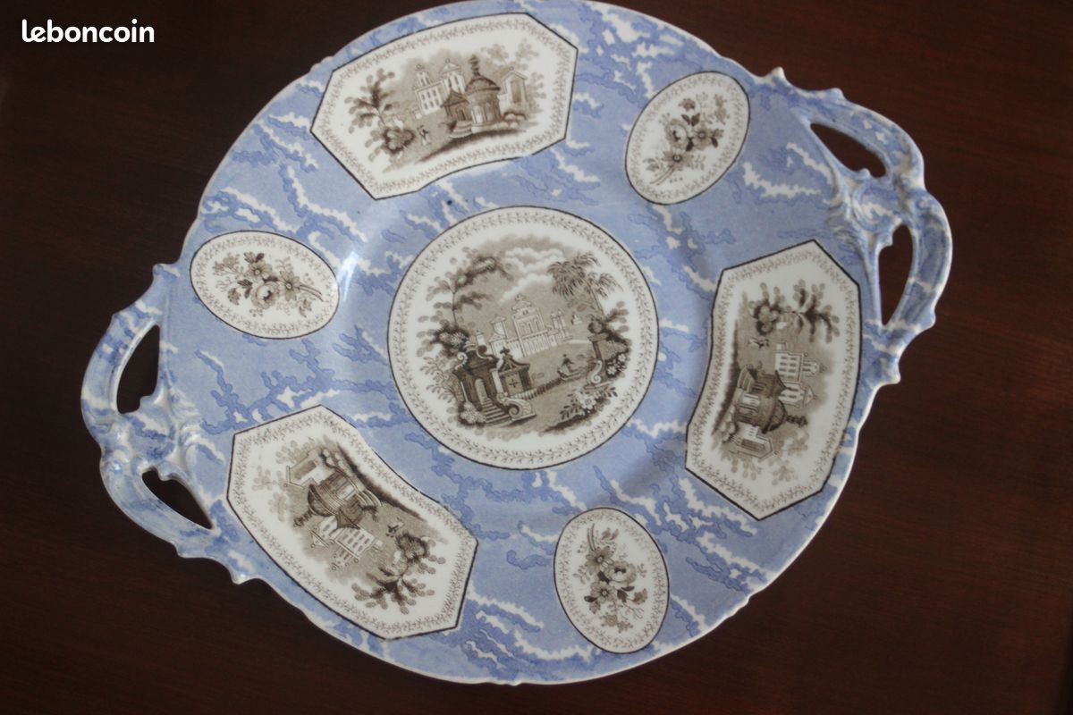 Rare plateau, plat, en porcelaine Creil Montereau, Napoléon III XIXe (image 1)