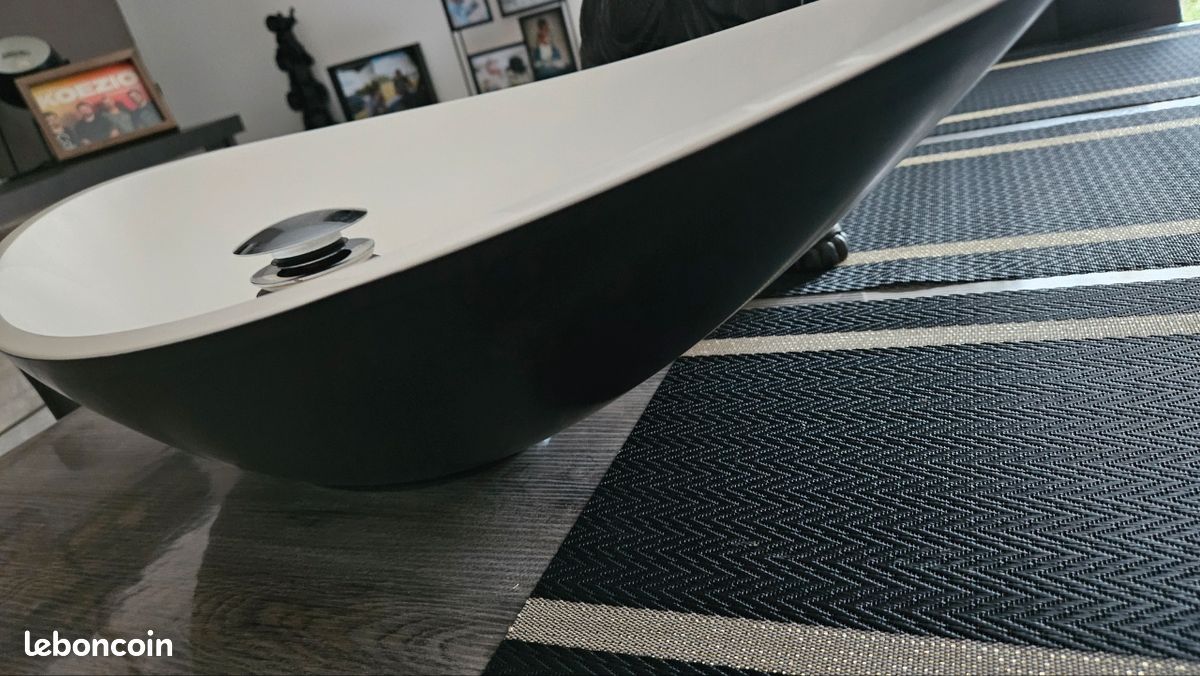 Vasque ovale noire et blanche Leroy Merlin avec bonde (image 7)