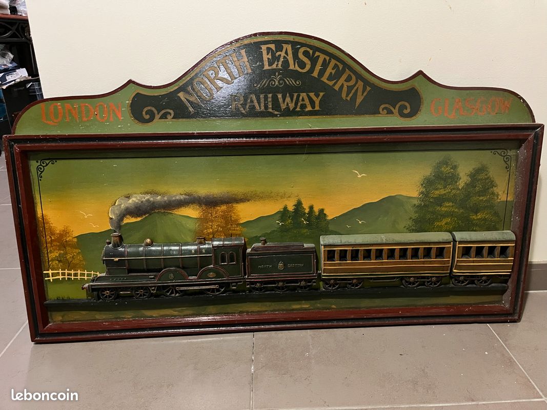 Tableau En Bois Massif Country Corner – Train London Glasgow – Déco Western