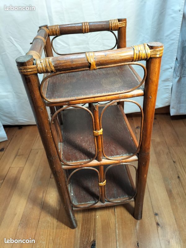Table de nuit en bois couleur marron H69 cm rotin sevedylan (image 3)
