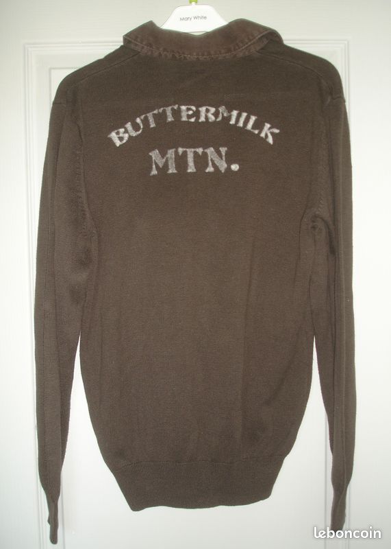 Pull polo homme marron motifs dos t M celio (image 2)