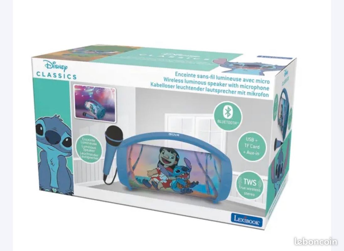 Enceinte portable bluetooth sans fil lumineuse stitch (image 1)