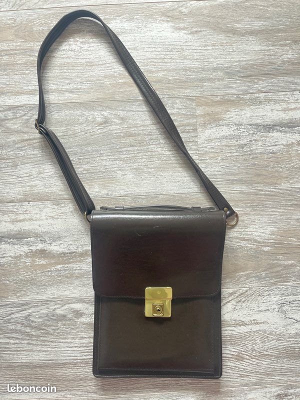 Sac pochette avec sangle vintage marron (image 1)