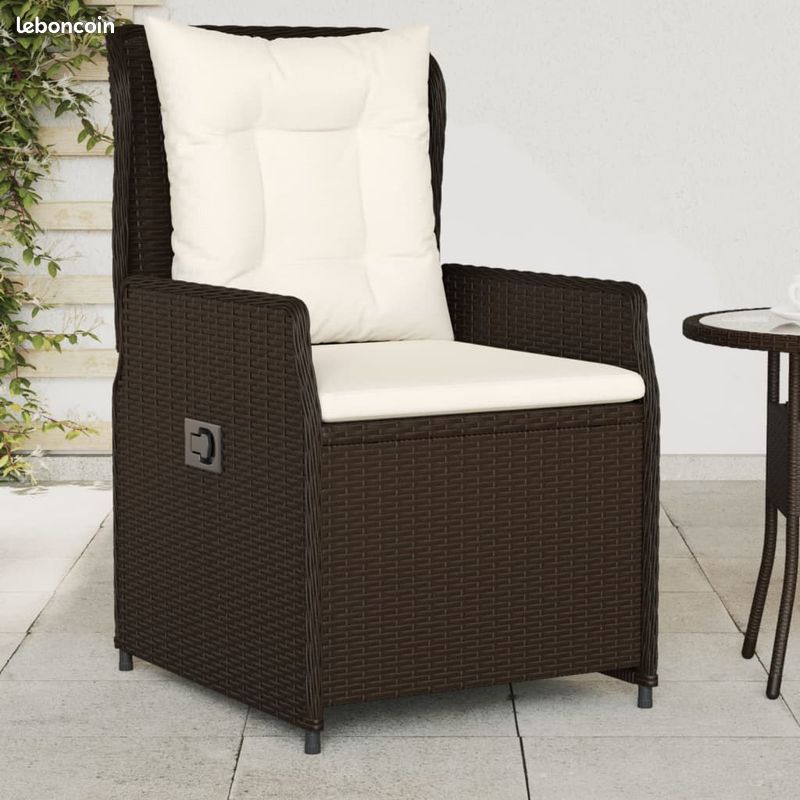 VidaXL Chaises inclinables de jardin lot de 2 marron résine tressée (image 2)