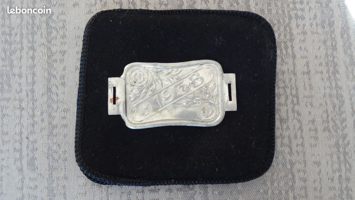 Plaque Fiscale Vélo/moto 1938 - Aluminium - Collection Vintage