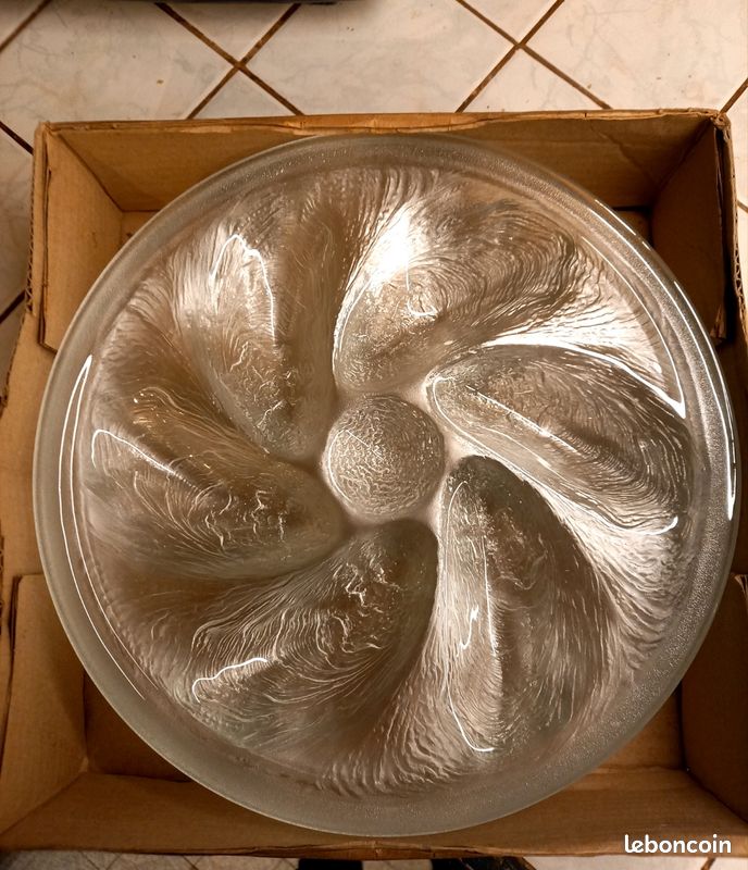 Six Assiettes à Huîtres Vintage Arcoroc Luminarc – Verre Moulé Transparent, 27 Cm, Fabrication Française (années 80)
