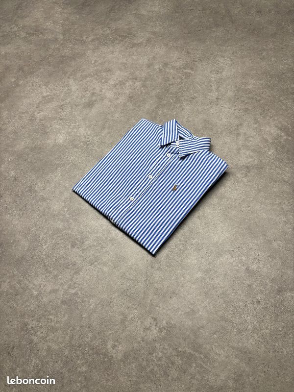 Chemise Ralph Lauren 100% coton bleue à rayures logo brodé premium | Taille 0 -> XS #SLCM70 (image 1)
