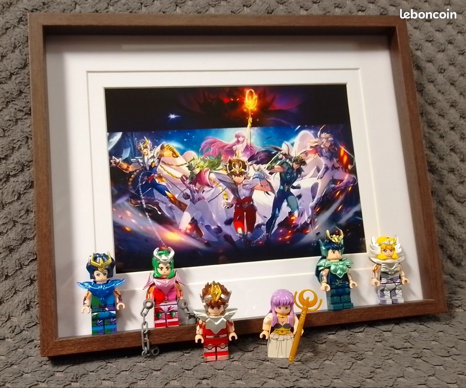 Unique Saint Seiya Les Chevaliers du Zodiaque- très joli cadre 6 figurines, format lego - NEUF (image 3)