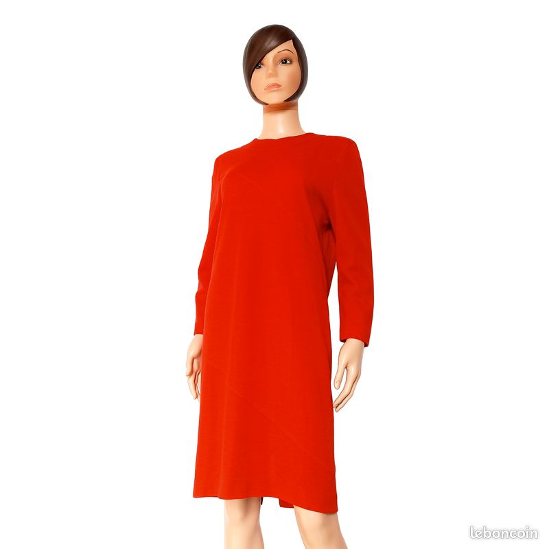 Jupe Crayon Vintage Guy Laroche Paris - Taille UK 12 (environ FR 40), Rouge, En Coton - Occasion Très Bon état