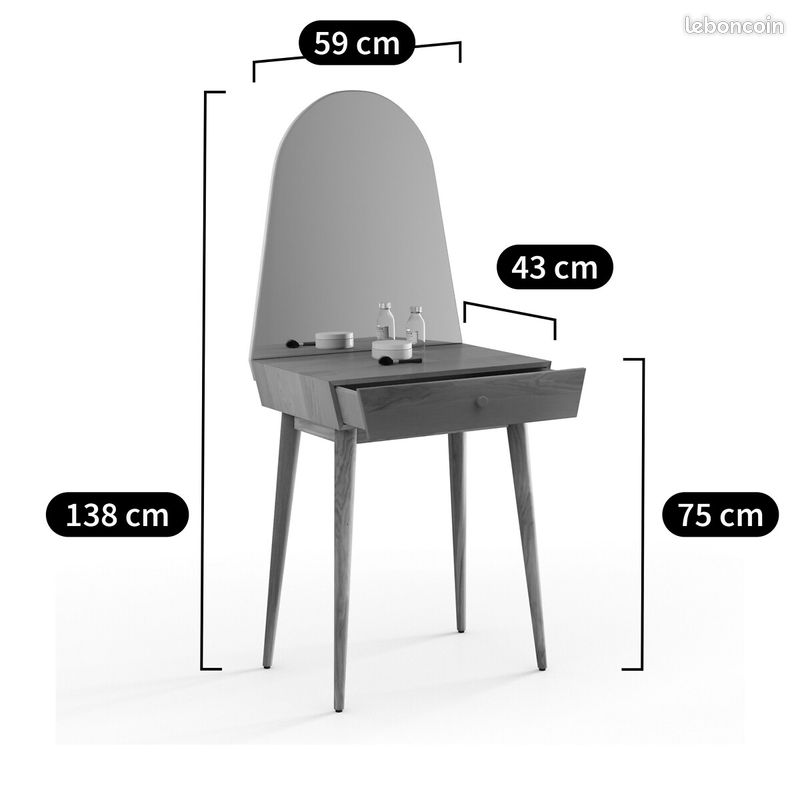 Coiffeuse style scandinave avec miroir (image 3)