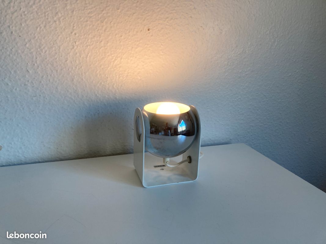 Lampe EYE BALL SPACE AGE 1960 Chromée orientable ITALIE à la manière de Gino Sarfatti (image 5)