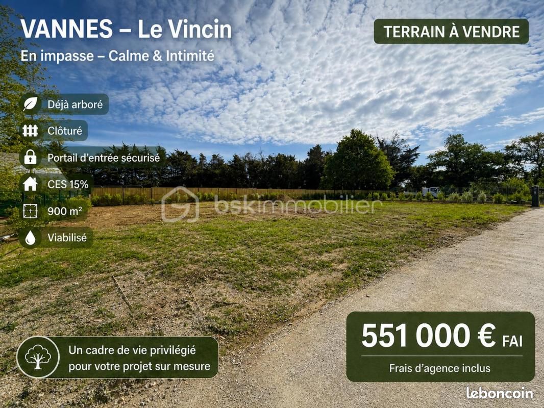 Terrain 900 m² Vannes · 551 000 €
