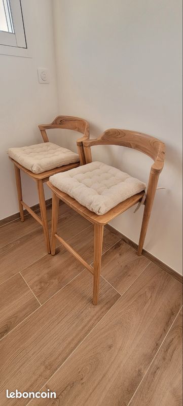 Chaises de bar véritable teck (image 1)