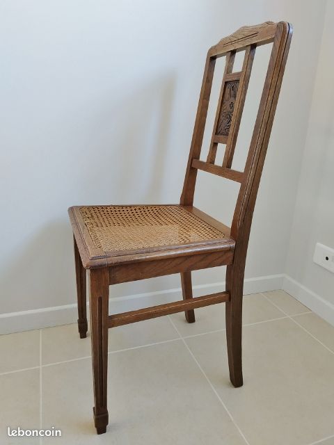 Paire chaises Chêne massif cannées Art déco / cannage (image 2)
