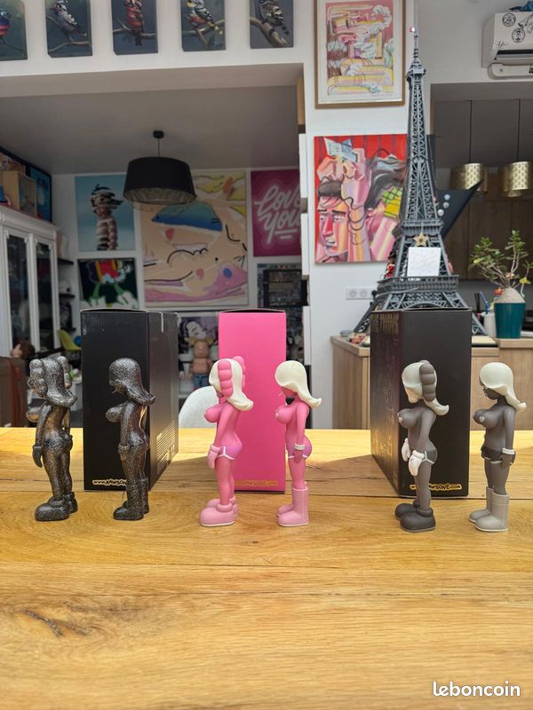 Kaws twins set x 3 rose, marron et glitter todd james reas 2006 
