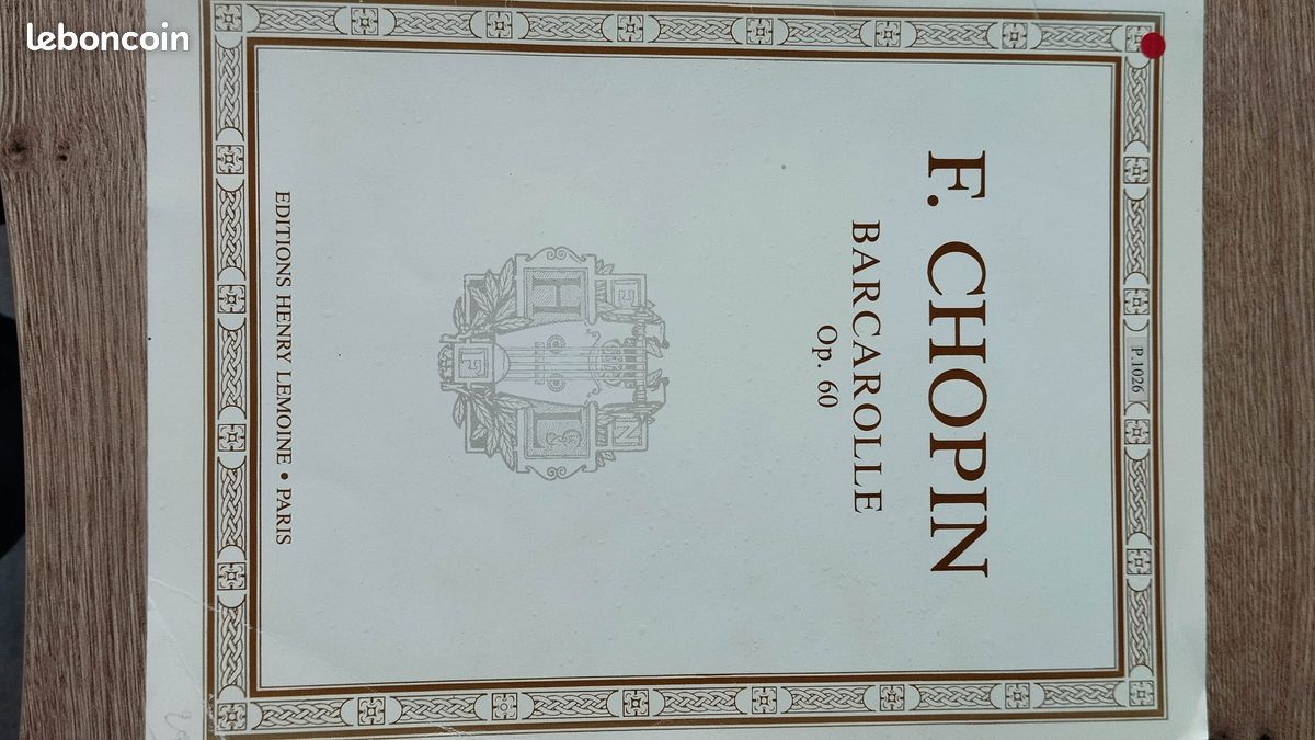 Partition piano “ Barcarolle opus 60 de Chopin” (image 1)