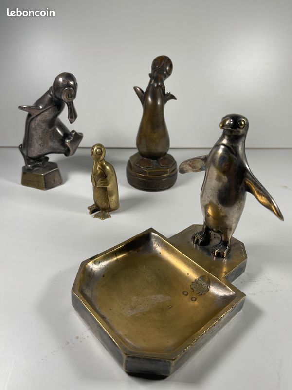 Alfred pingouin bronze Mascotte automobile référencée bouchon radiateur Alfred le Pêcheur (image 5)