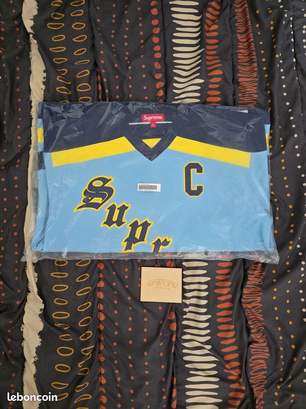Supreme Fire Ice Hockey Jersey Longsleeve Light Blue Yellow