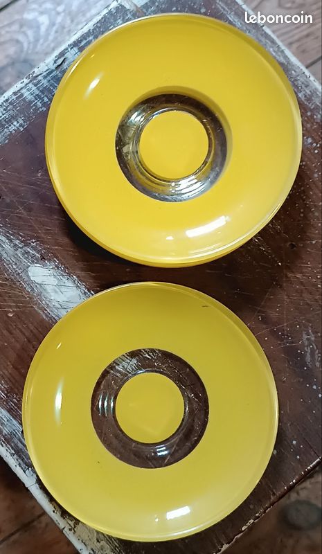 Lot De 4 Tasses à Café Duralex Vintage – Jaune Intérieur Blanc – Parfait état