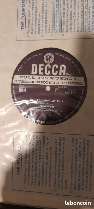 Coffret 2 Vinyles MAHLER Symphony No. 9 - Georg Solti / Decca SET 360 (image 4)