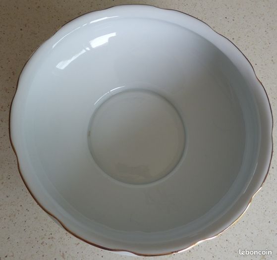 Saladier en porcelaine France de couleur blanche motif décor doré – pas de félure (image 2)
