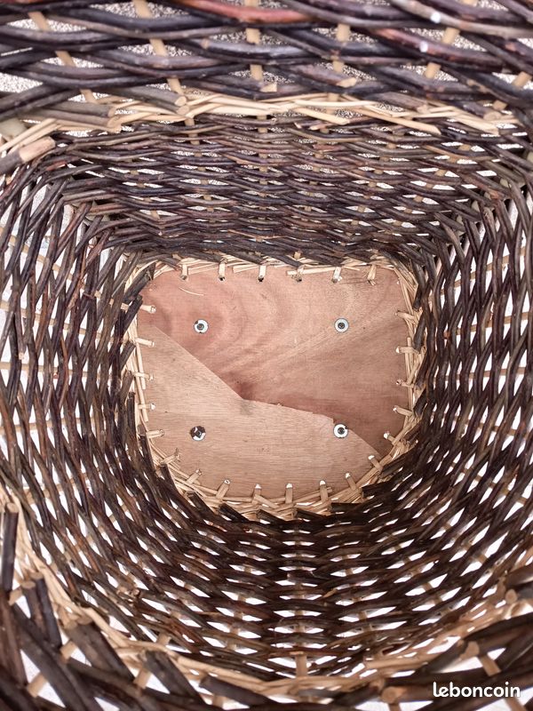 Chariot sur 2 roulettes en osier 43 X 36 X 27-41 cm 52 lites structure en acier, fond en contreplaqué (image 3)