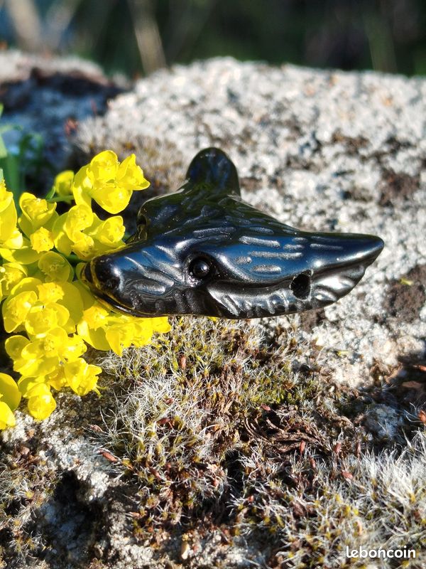 Lutiore Y2Y9 Collier Obsidienne Noire Tête De Loup Hurlant - Amulette Protection Sculptée à La Main