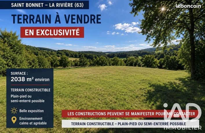 Terrain 2038 m² SAINT BONNET LA RIVIERE