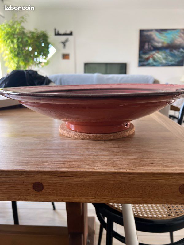 Plat à Fruits Artisanal En Terre Cuite Sur Pied – État Neuf, Jamais Utilisé (déco Enfant)