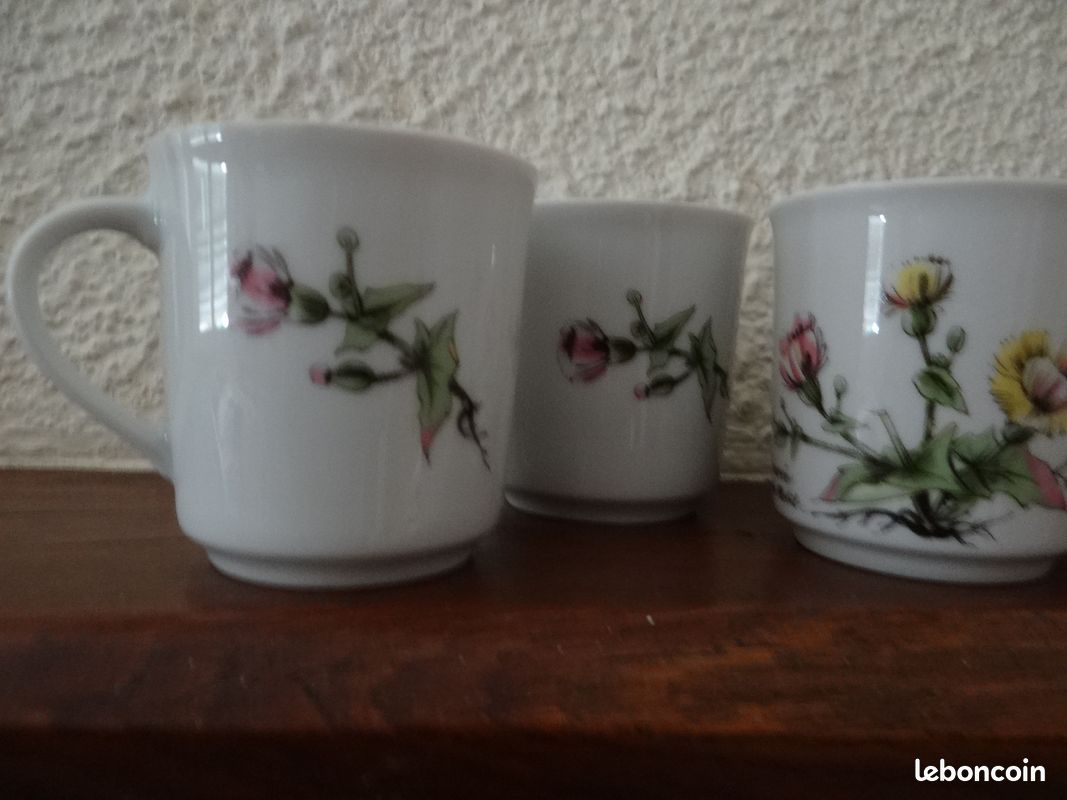 Lot de 6 tasses à café Mobil vintage très bon état en porcelaine fine (image 2)