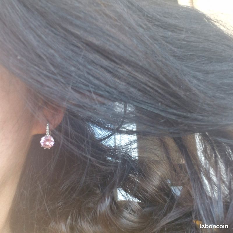 Boucles d'oreilles cristal rose, cristal rose, Dormeuses, dormeuses cristal rose (image 7)