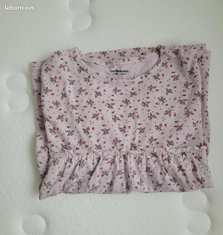 Blouse,t-shirt manches longues rose fleurie Vertbaudet (image 3)