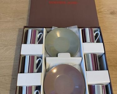 Boîte De 6 Coquetiers Anciens Geneviève Lethu En Métal Argenté Chromé - Vintage, Occasion Bon état