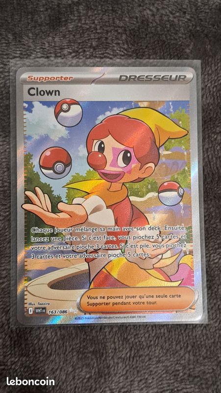 clown pokemon card Carte Pokémon Clown 163/086 EV10.5 Flamme Blanche FR