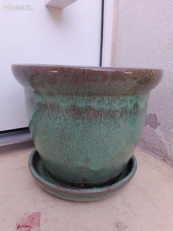 Vase terre/ceramique vert (image 7)