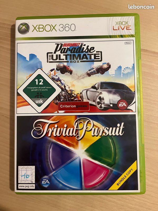 Jeu Xbox 360 : Burnout Paradise + Trivial Pursuit – La Ultimate Box, PAL