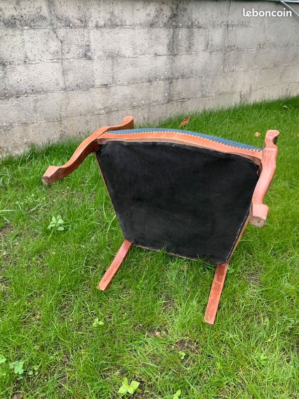 Magnifique fauteuil Louis Philippe bleu canard (image 5)