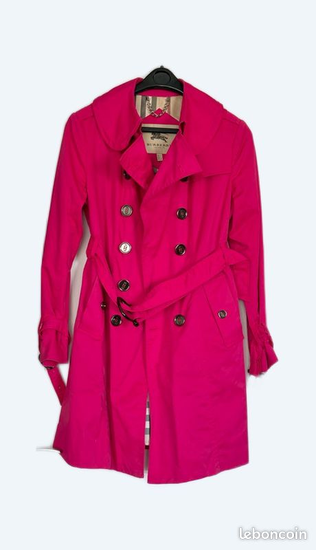 Trench Burberry femme – fuchsia rose – taille (36) Vêtements