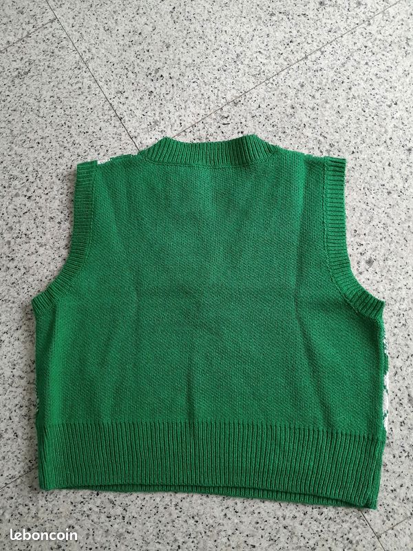 Pull sans manches femme T36 vert/blanc Vêtements