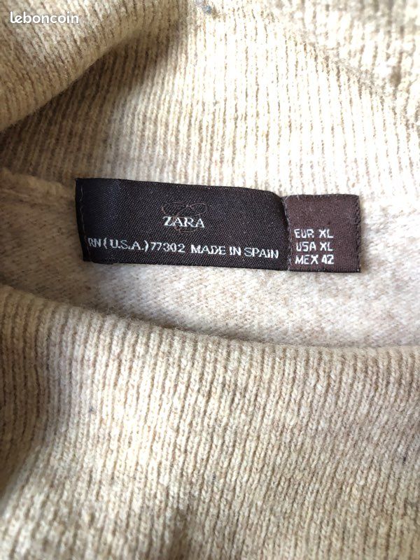 Pull Fille Zara - Coton Beige - Taille 6 Ans - Encolure Ras-du-cou