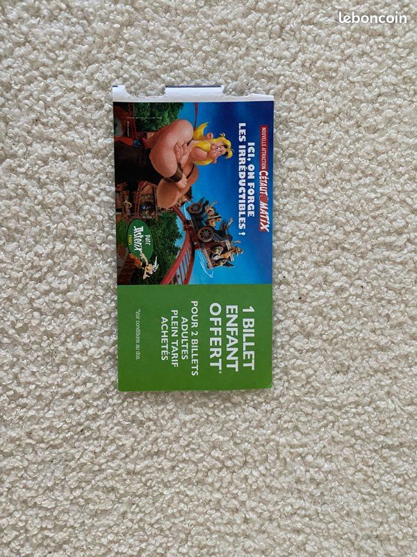 Billet Enfant + Adulte Parc Astérix – Entrée Valable – Neuf