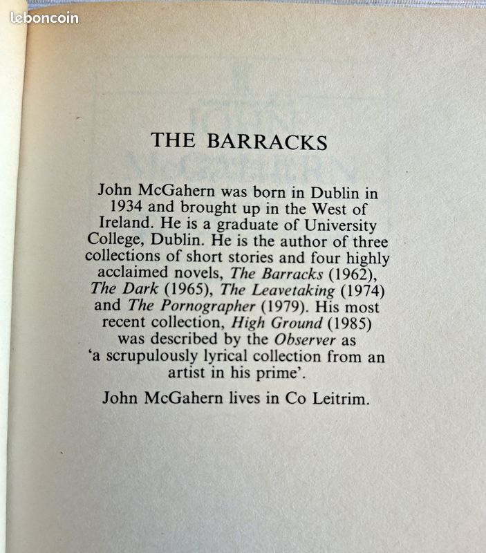 Livre "The Barracks" de John McGahern, en anglais (image 4)