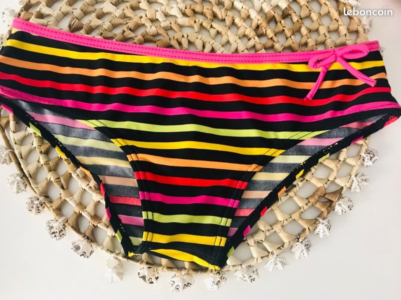 Maillot de bain noir & rayures 2 pièces- evaloire (image 3)