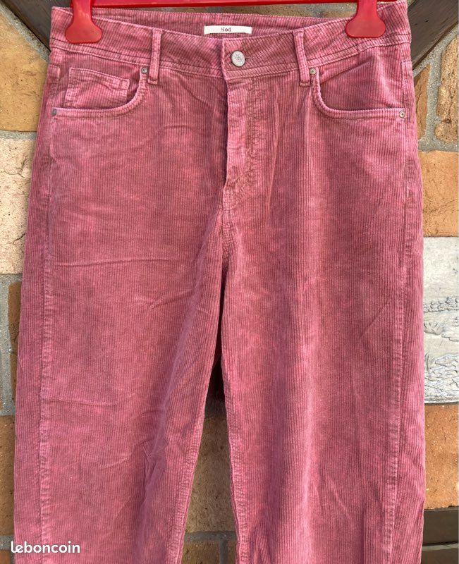 Pantalon à la coupe décontracté, en velours côtelé, vieux rose côtelé, Hod Paris, 27 US = 37 FR grand (image 5)
