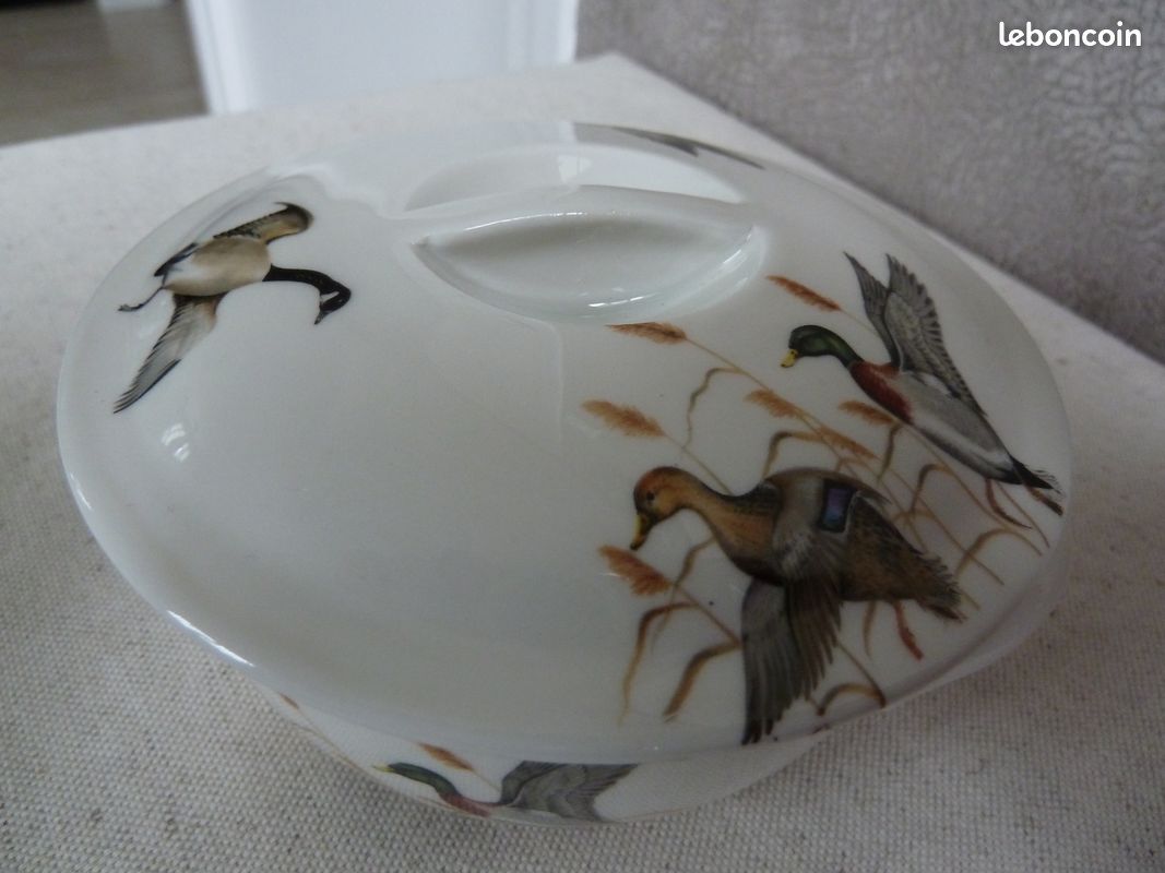 Joli sucrier décor couple de canards porte bonheur porcelaine de Paris (image 14)