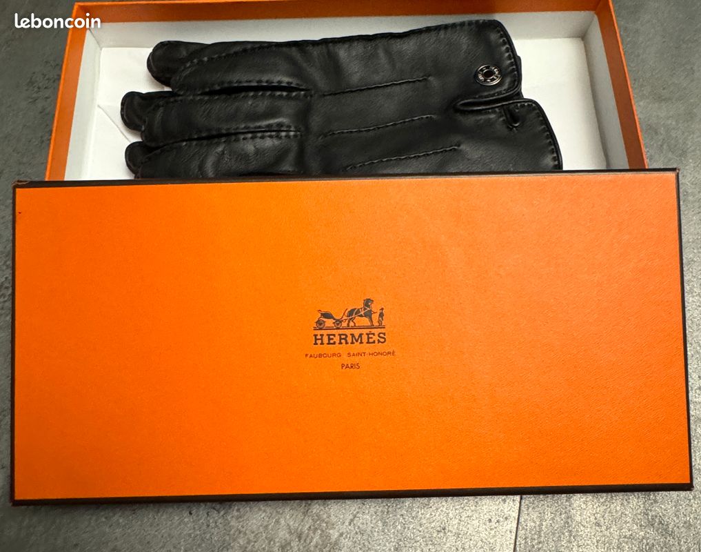Gants Hermès Femme Vintage Rétro En Chevreau - Taille 7, Noir, Avec Boîte St Honoré, Neufs Avec étiquettes