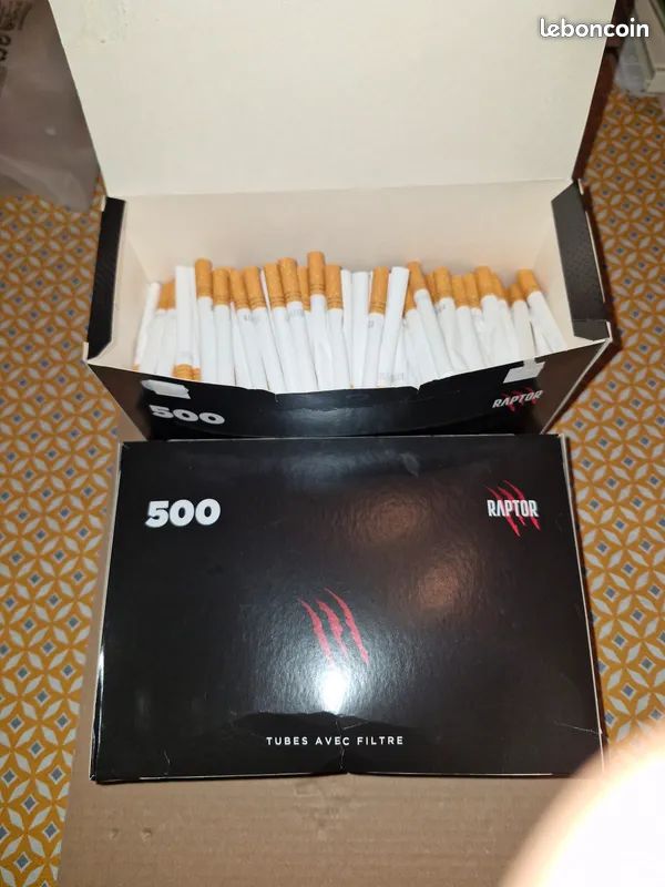 Sceau vide et Tubes à Cigarettes avec Filtres Raptor